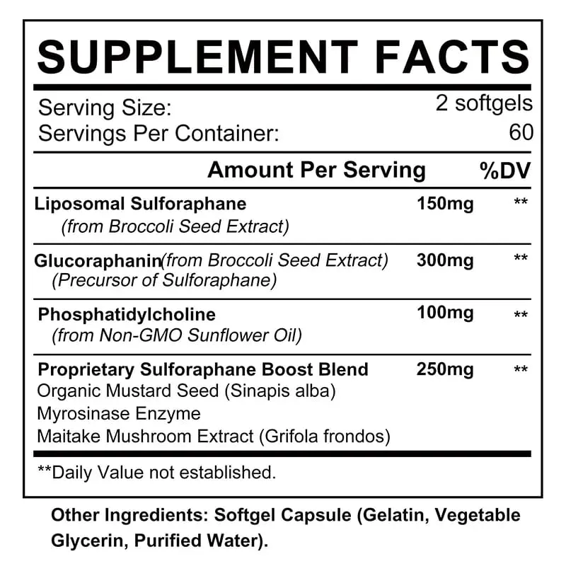 Liposomal Sulforaphane 450mg - Antioxidant Heart Supplement Immunity Boosting — image 2