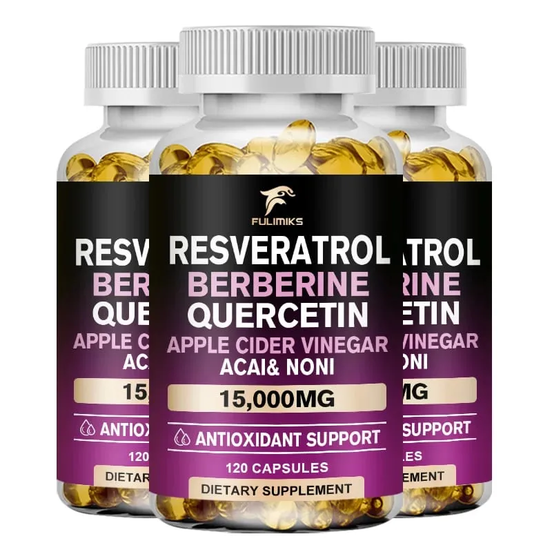 Resveratrol Capsules | Berberine | Quercetin | Apple Cider Vinegar - Antioxidant Heart Health & Metabolism - 60/120 Capsules