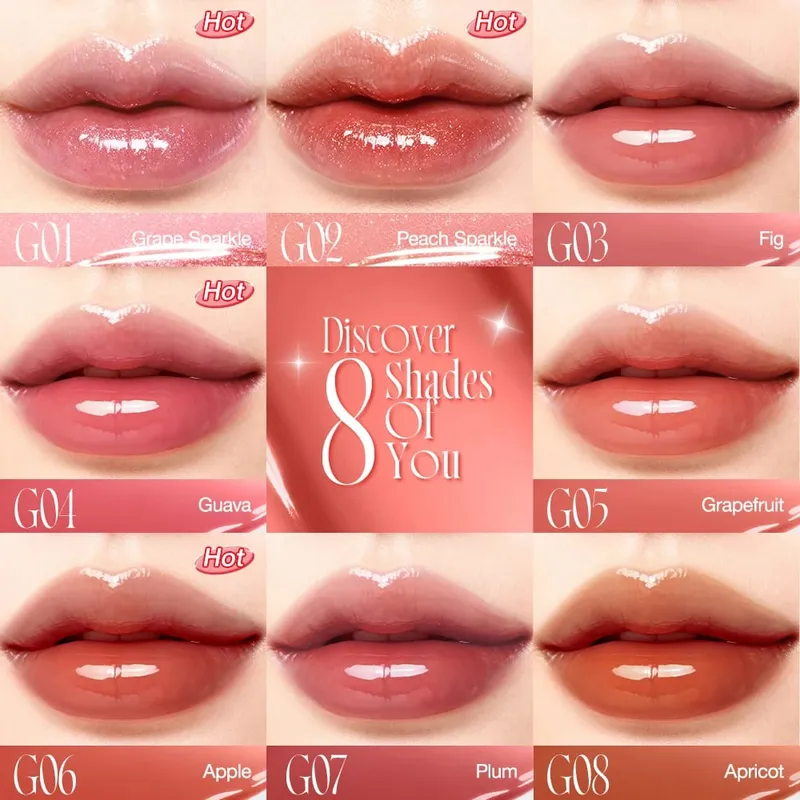 O.TWO.O 8pcs Lipstick Set Liquid Lip Gloss Glossy Finish High-Shine Long Lasting Moisturize Non-Stick Glassy Lipstick Makeup Set