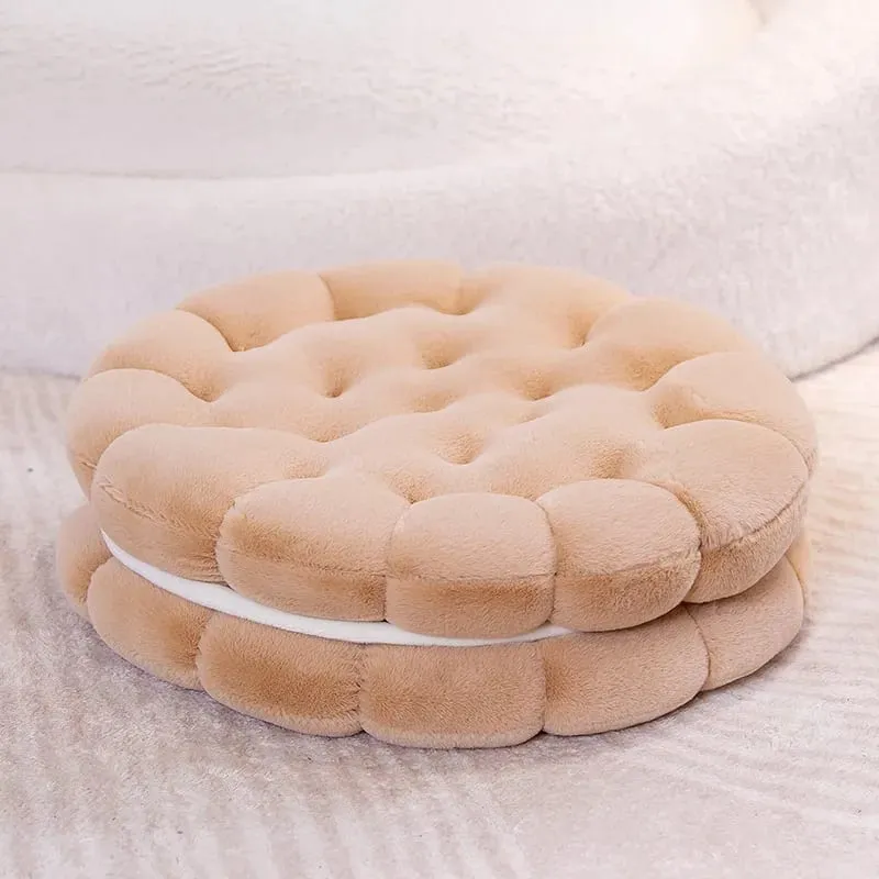 New Simulation Little Biscuits Doll Cushion Stuffed Round Cookie Plush Toys Creative Soft Pillow Chair Car Seat for Kid Gifts