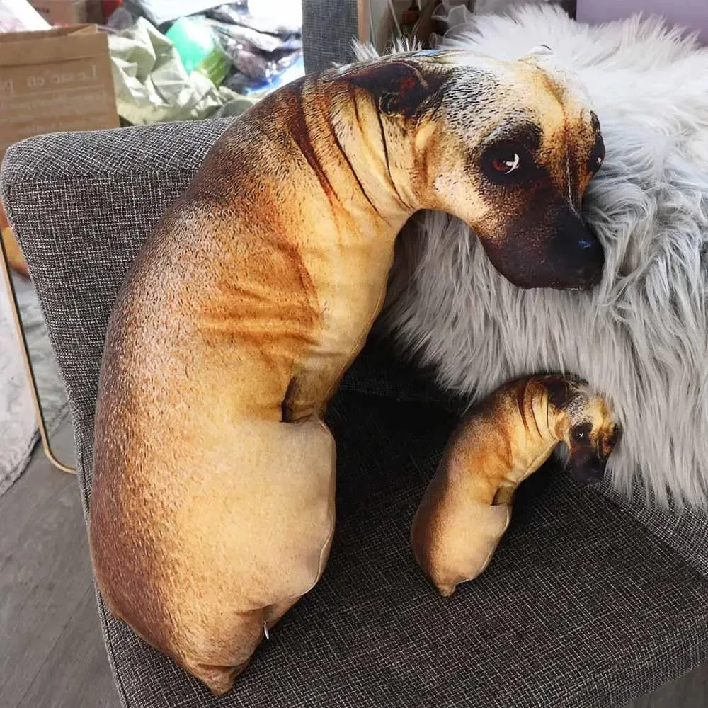 Travesseiro decorativo de animais realistas em 3D Soft Cachorro Travesseiro Almofada criativa para escritório