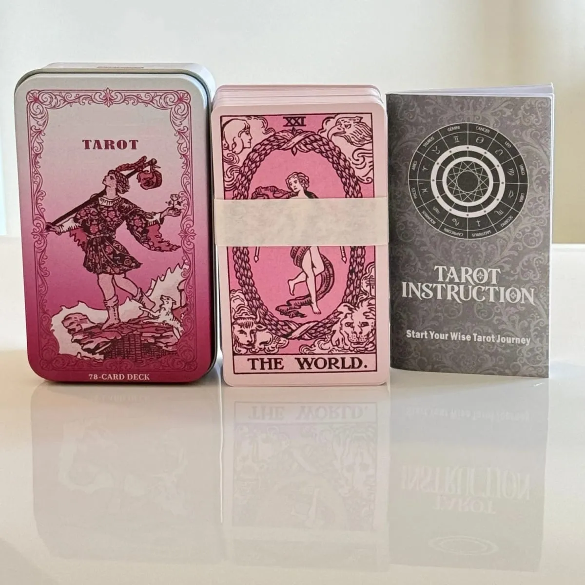 12*7cm Inner Rose Tarot Deck in Metal Box 350GSM with Paper Instruction Manual Self Growth Meditation Board Games