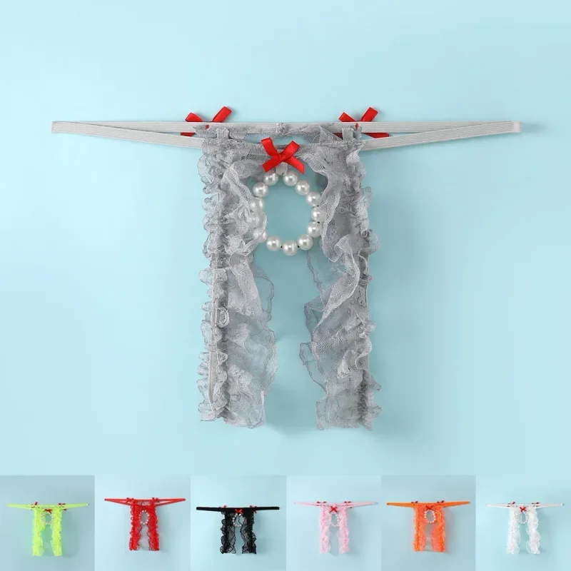 Männer Sexy Spitze Offenem Schritt Niedrige Taille Unterwäsche Loch Beutel Tangas G-strings Slips Gesäß Hohl Tanga Freigelegten schwanz