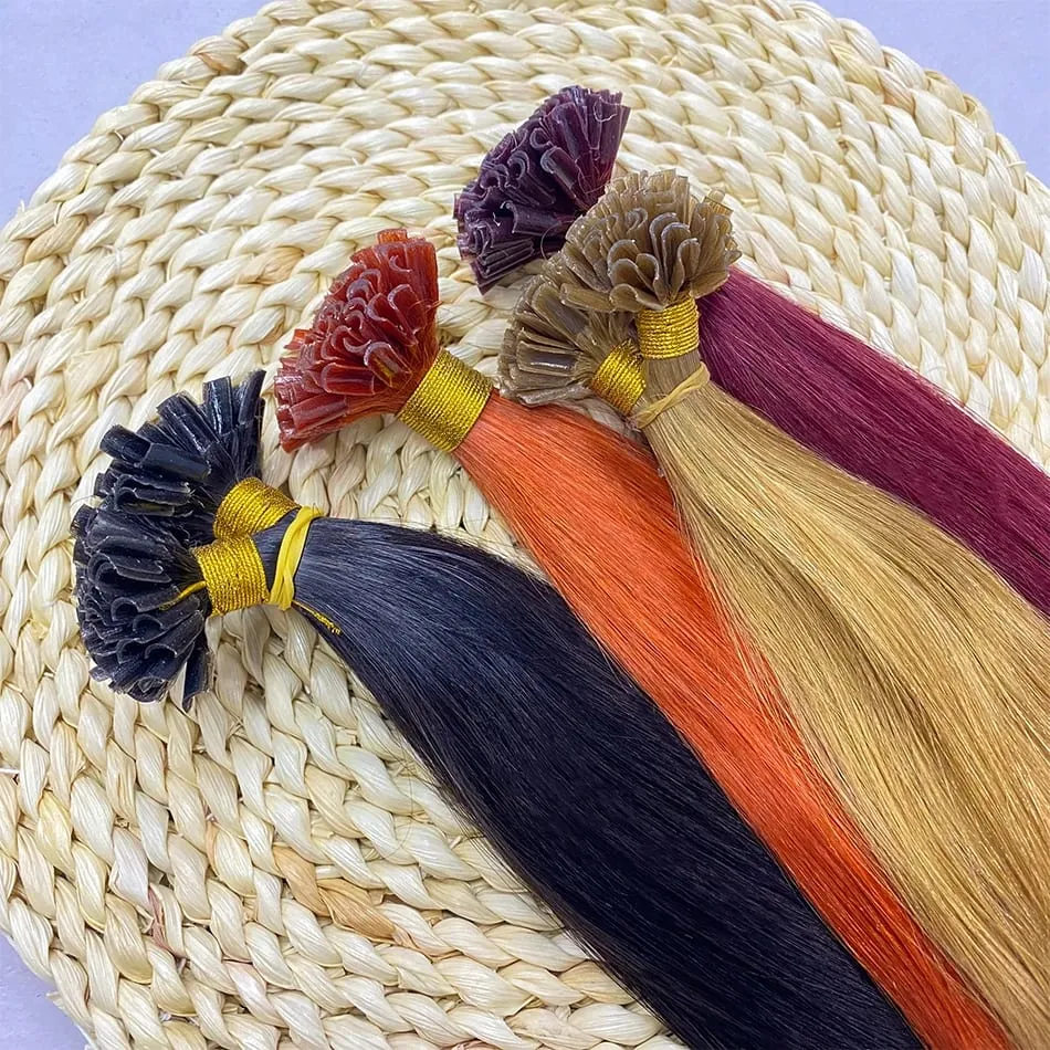 Full Shine U Tip Hair Extensions Nature Black Hair Blone 613 Color 50g Keratin Glue Beads Prebonded Remy Human Hair Extensions