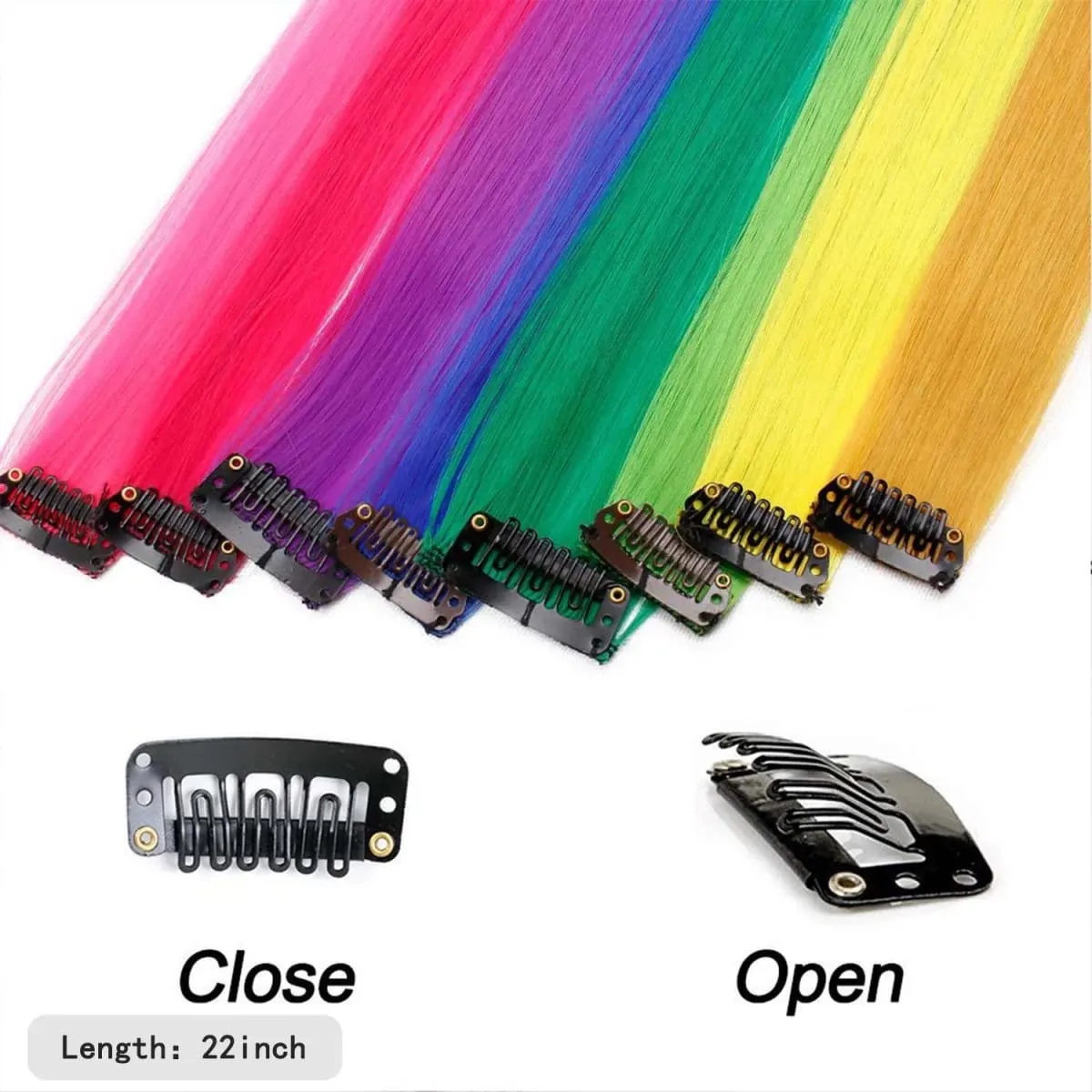 Clip sintetica da 10 pezzi nelle estensioni dei capelli per donne ragazze bambini estensioni colorate per feste con highlight capelli lisci multicolori
