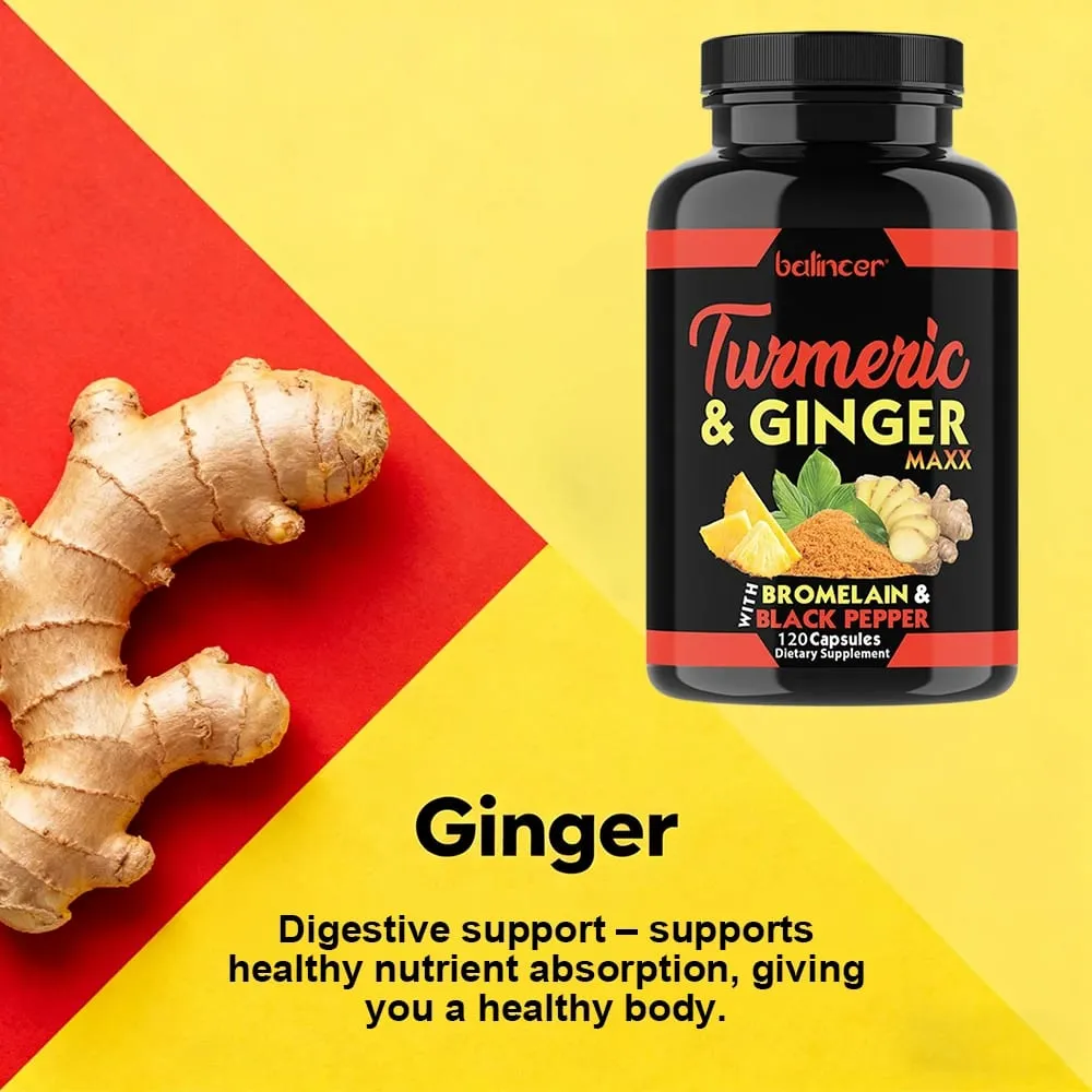 Organic Turmeric Curcumin Capsules with Ginger Support Joint Muscle Cardiovascular Cognitive Digestive & Immune Wellness — image 6