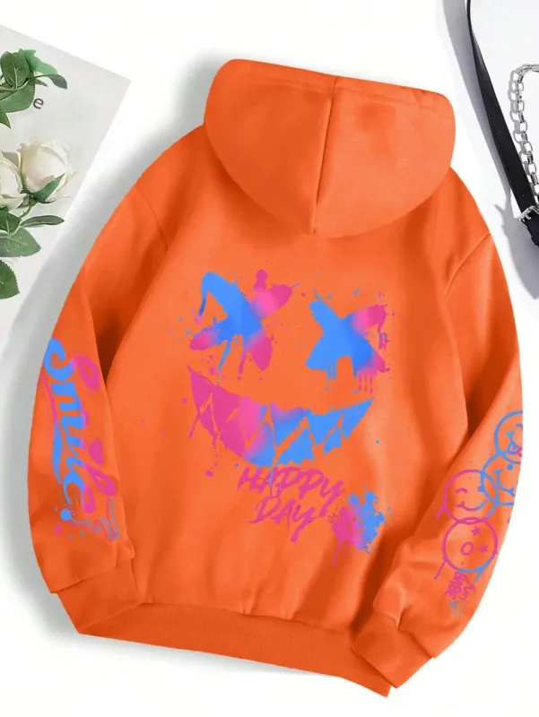 New Autumn Men's Personalized Smiling Face Print Comfortable Breathable Hooded Sweatshirt Outdoor Street Fashion Hooded Sweatshi — image 17