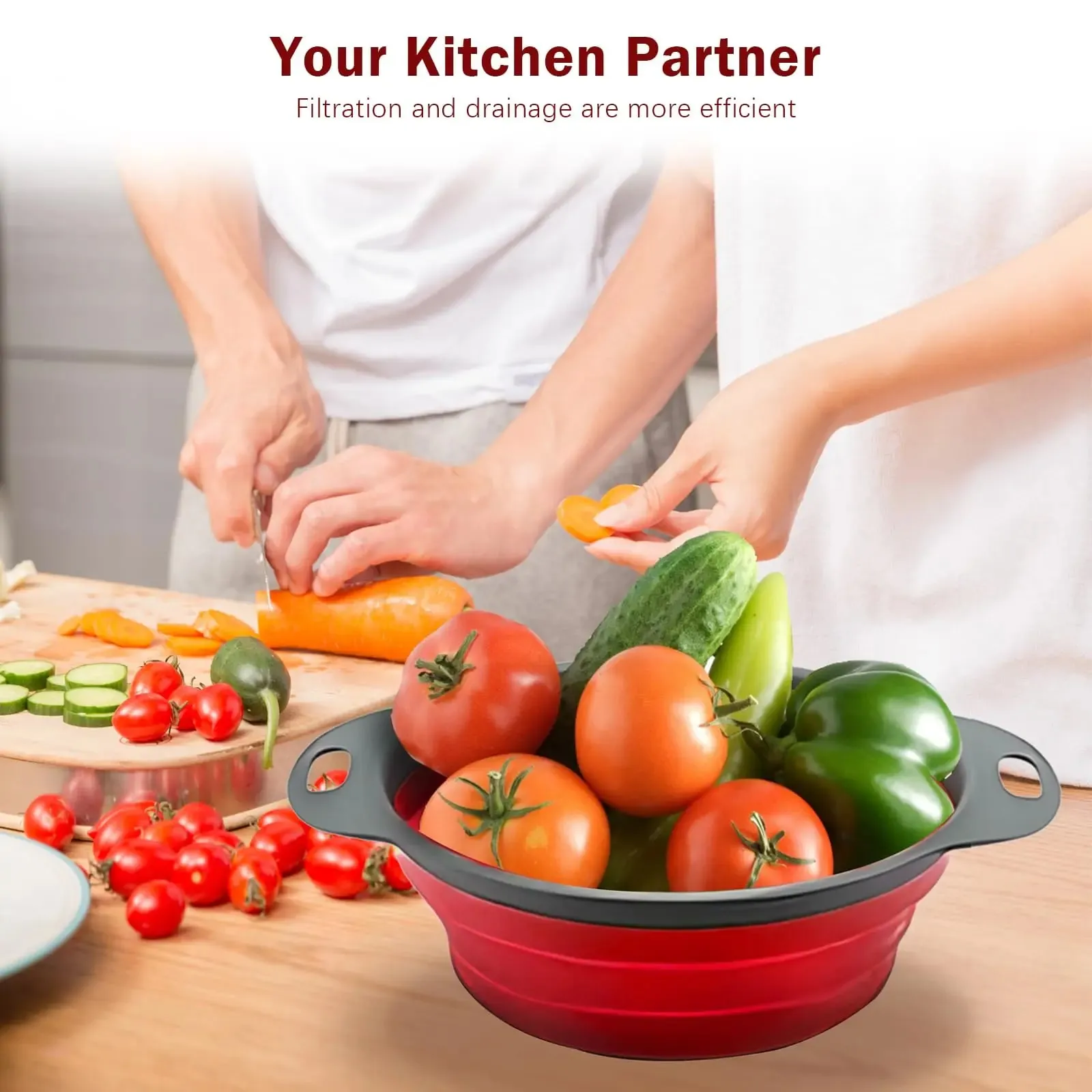 Collapsible Pasta Strainers Kitchen Colander for Draining Fruit Kitchen Silicone Filter Vegetables Baskets Sink Washing Bowl