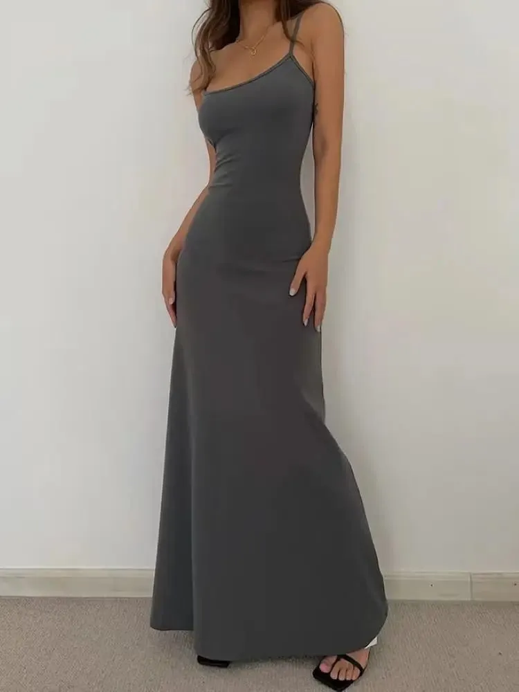 Women's Slim-Fit Halter Neck Midi Dress Elegant Bodycon Long Summer Dress Sexy Spaghetti Strap Beach Party Wear — image 6