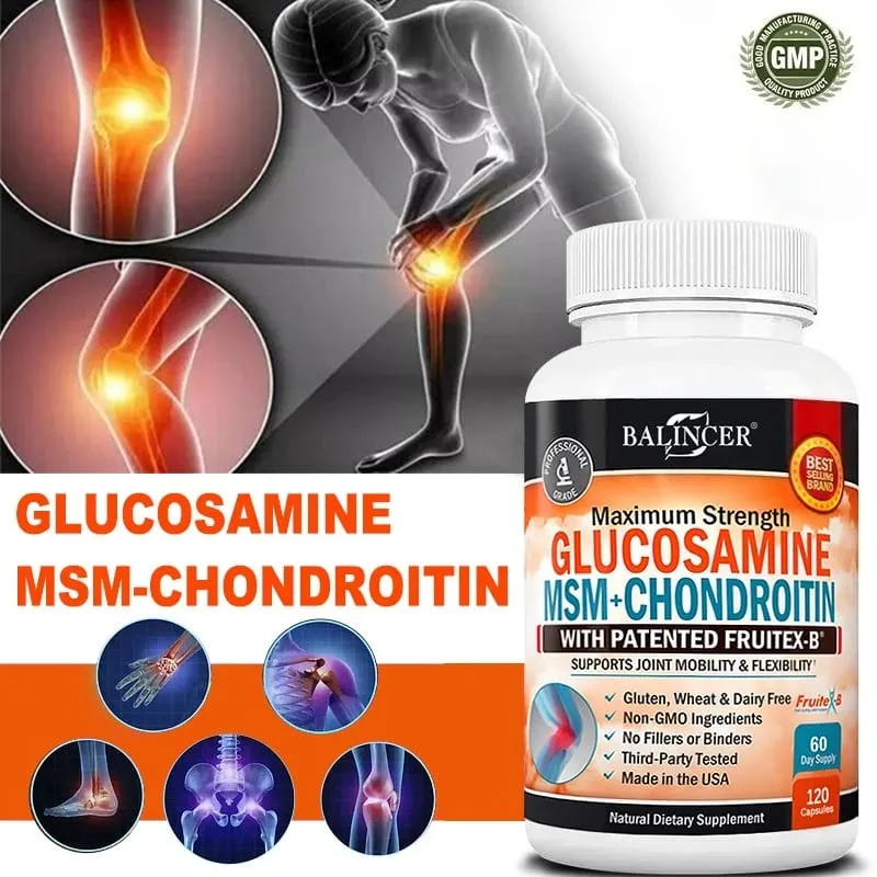 Glucosamine Chondroitin MSM - Joint Support Supplement for Men and Women - Relieve Joint Discomfort 30/60/120 Capsules NON-GMO