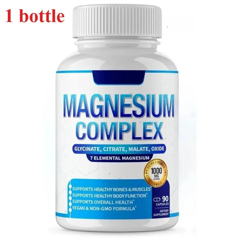 90 Pieces Magnesium Complex Capsule Contain 7 Ingredient – Glycinate Citrate and Malate Etc 1000mg Health Nutrition Support