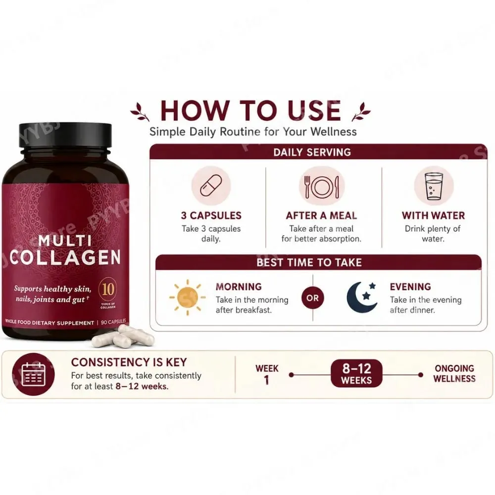 Collagen Pills Hydrolyzed Multi Collagen Supplement Supports Healthy Skin and Nails Gut Health and Joints 90 Capsules — image 6