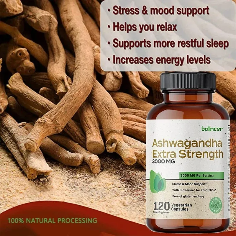 Balincer Ashwagandha Capsules | Ashwagandha Extract Supplement | Boost Energy Relieve Stress Support Mood & Focus
