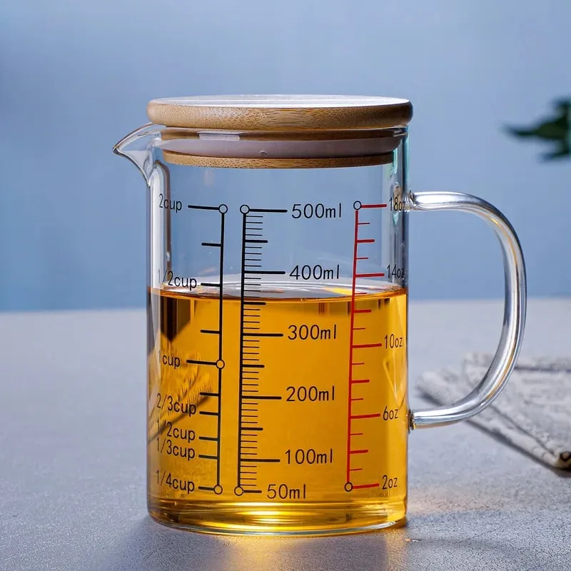 Mataas na Borosilicate Glass Measuring Cups Clear Glass Scale Cup With Handle V Shaped Spout Kitchen Glass Measuring Beaker
