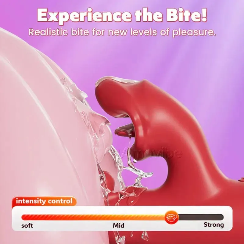 4 in 1 Tongue Licking Clitoral Vibrator with 9 Flapping & 8 Biting Vibration Modes G Spot Stimulator Dildo Sex Toys for Women 18