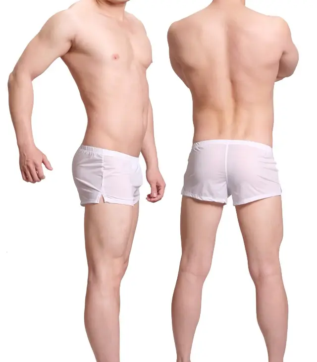 Mens Underwear Ice Silk Boxer Shorts homme Solid Mid-rised U Convex Pouch Underpants Cueca Men's Arrow Pants Plus Size M-XXL
