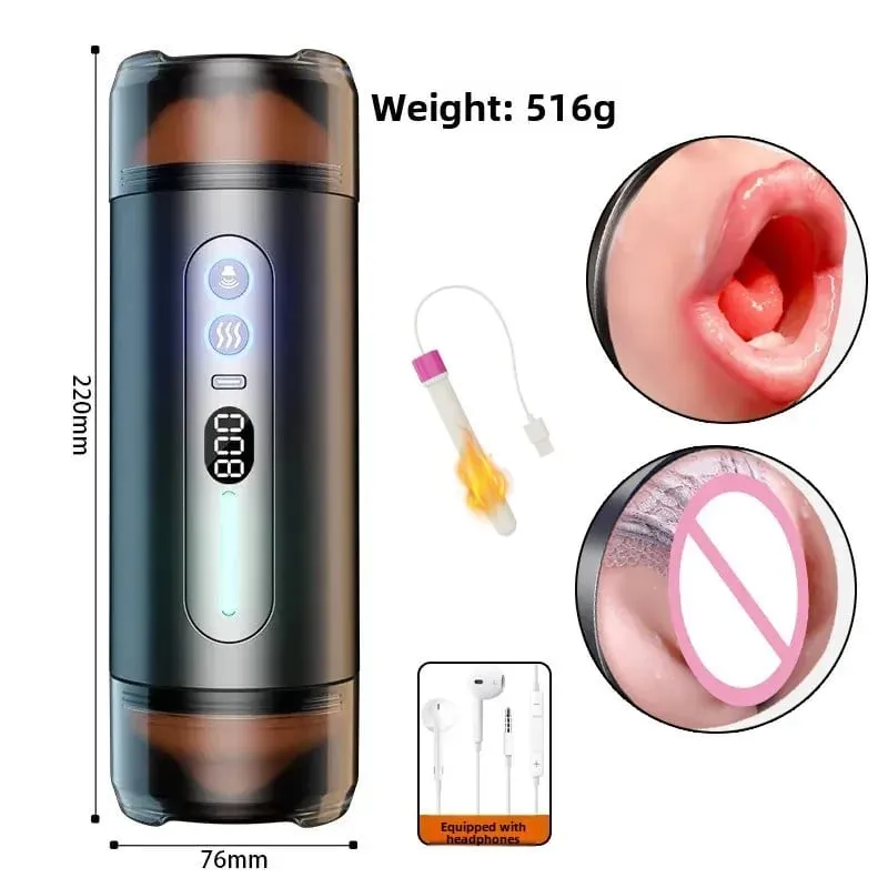 Automatic Male Double-Headed Penetration Realistic Channel Vibrating Deep Throat Vagina Voice Pocket Pussy Sex Toy Supplies 18+