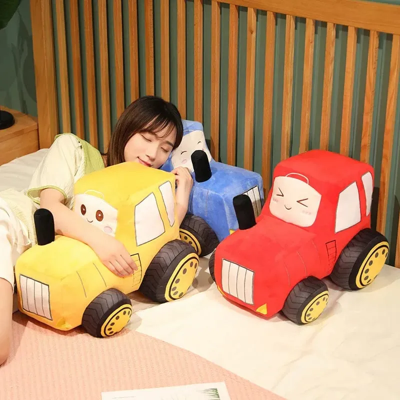 Simulation Tractor&Excavator Plush Toys Kawaii Car Dolls Stuffed Soft Vehicle Pillow Creative Christmas Birthday Gift for Kids