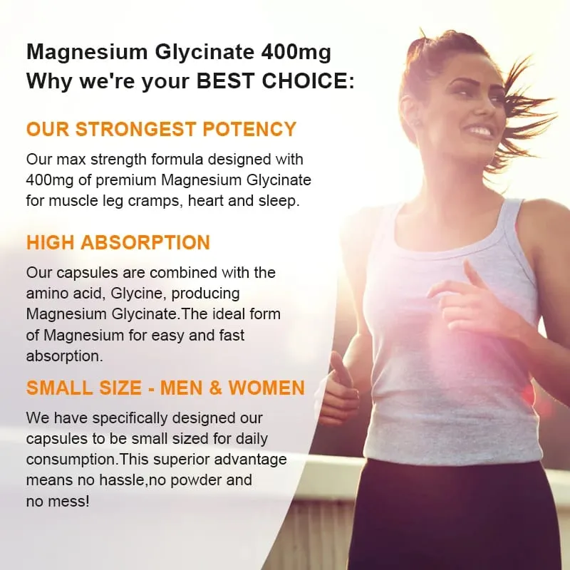Magnesium Glycinate for Sleep Brain Nervous System Bone Muscle Relieve Anxiety Heart Health