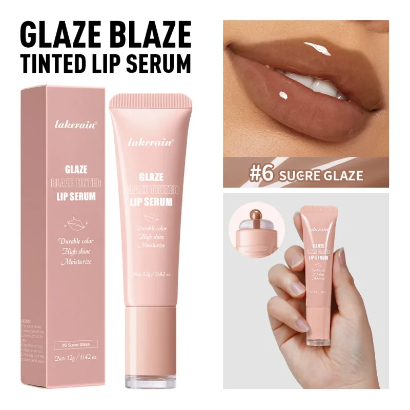 Tinted Lip Serum Glaze Moisturizing High Shine Durable Color Hydrating Lip Care Dewy Peachy Non-Sticky Lip Treatment Soft Makeup — image 12