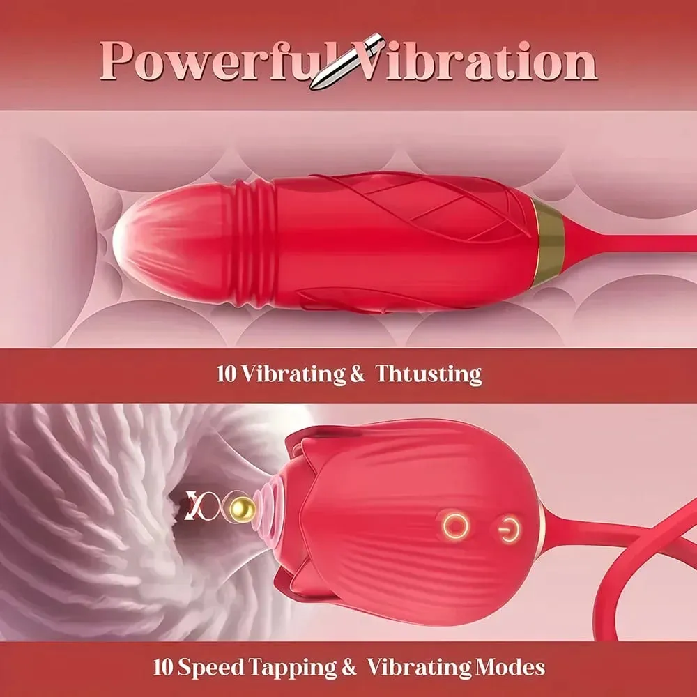 Rose 3in1 Sucker Vibrator für Frauen Teleskop Klitoris Stimulator Dildo Lecken Vagina Massage Masturbator Sex Spielzeug für Frauen