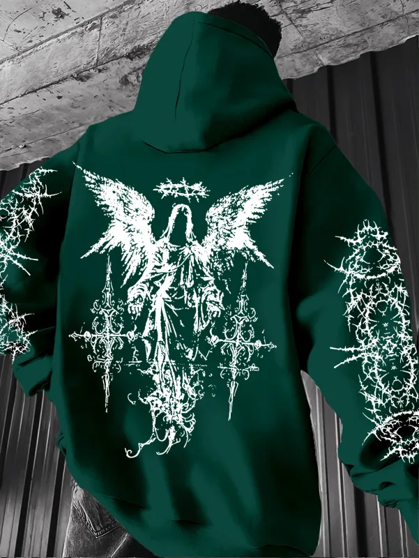 Gothic Style Angel Print Hoodies Lalaki Babae Outdoor Street Casual Sport Trend Hip-hop Couple Long-sleeve Autumn Winter Sweatshirt