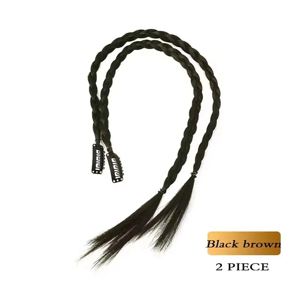 Parrucca sintetica a treccia 2 pezzi con forte clip BB Y2k Spice Girl Treccia da boxe Coda di cavallo Scatola leggera Treccia Coda di cavallo pezzo per donna