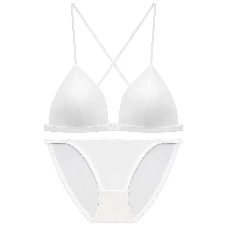 French Style Front Fastening Bra Thin Strap Triangle Cup Leopard Print Sensual Back Design Lightweight Small Bust BANERDANNI — image 4