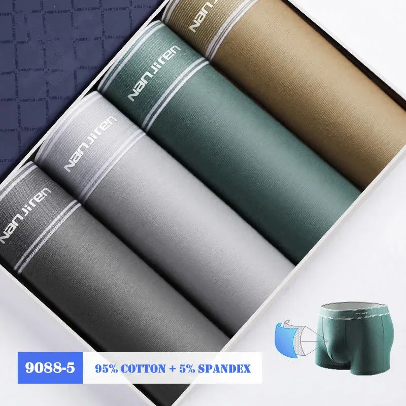 4Pcs/lot Men's Underwear Sexy Boxer Shorts Cotton Panties Man Solid Underpants Male Soft U Convex Lingerie Plus Size L-6XL
