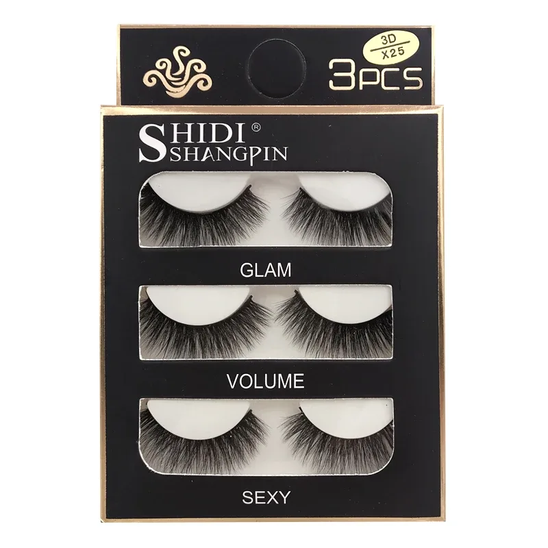 Faux Cils 3 Pairs False Eyelashes Natural Long 3D Mink Lashes Soft Fluffy Wispy Handmade Fake Lashes Eye Makeup Tools Maquiagem