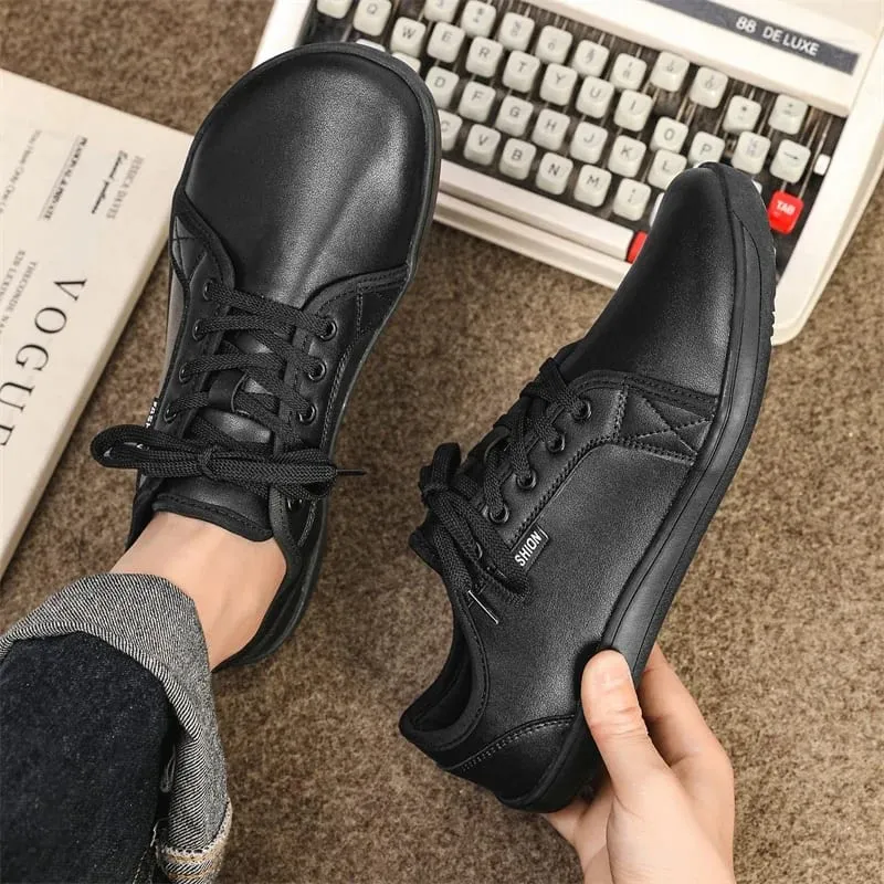 2025 New Minimalist Shoes for Men Women Wide Toe Barefoot Zero Drop Shoes Casual Artificial Leather Lightweight Walking Sneakers