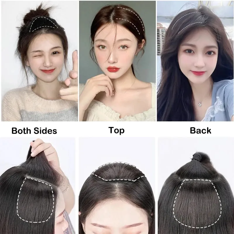 10cm Synthetic Short Straight Pad Invisible Hair Extension Lining of Hair Top Side Cover Hairpiece for Women