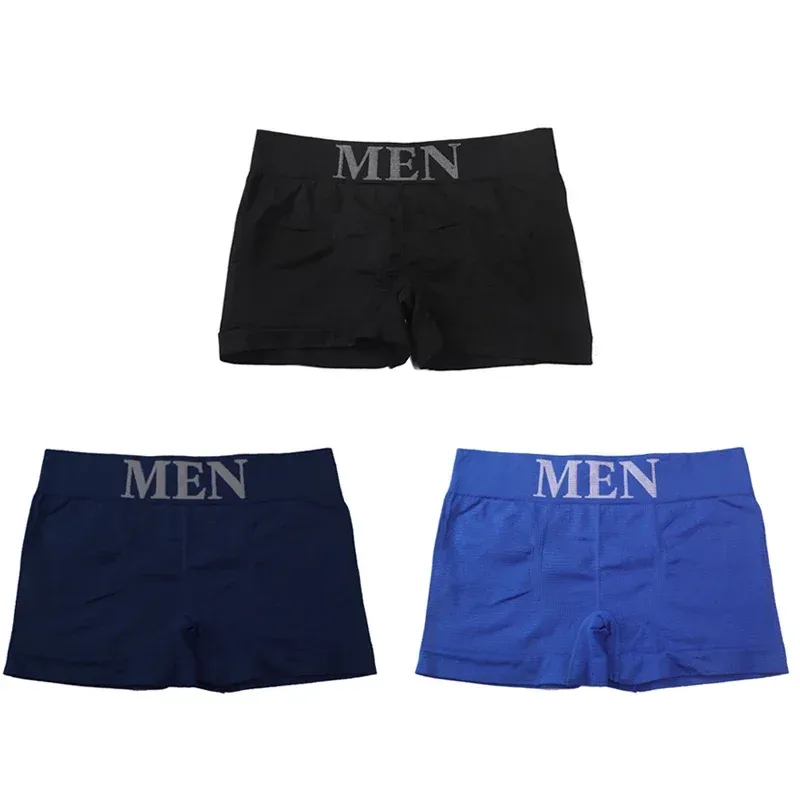 3 Pcs/Lot Panti ng Panlalaking Panloob na Kasuotang Panloob Boxers Breathable Man Boxer Solid na Pantalon Kumportableng Panlalaking Brand na Shorts Itim na Asul na Panloob