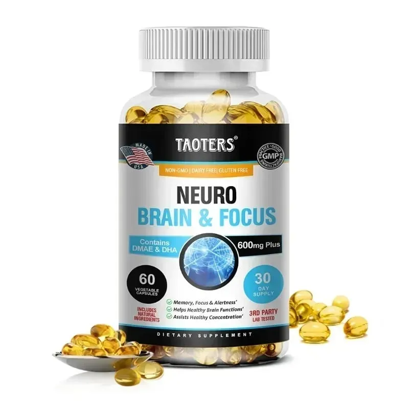 Memory Focus Clarity Energy Brain Supplement – ​​Nootropní Brain Booster Vitamíny DMAE A C D E B1 B2 B3 B5 B6 kapsle