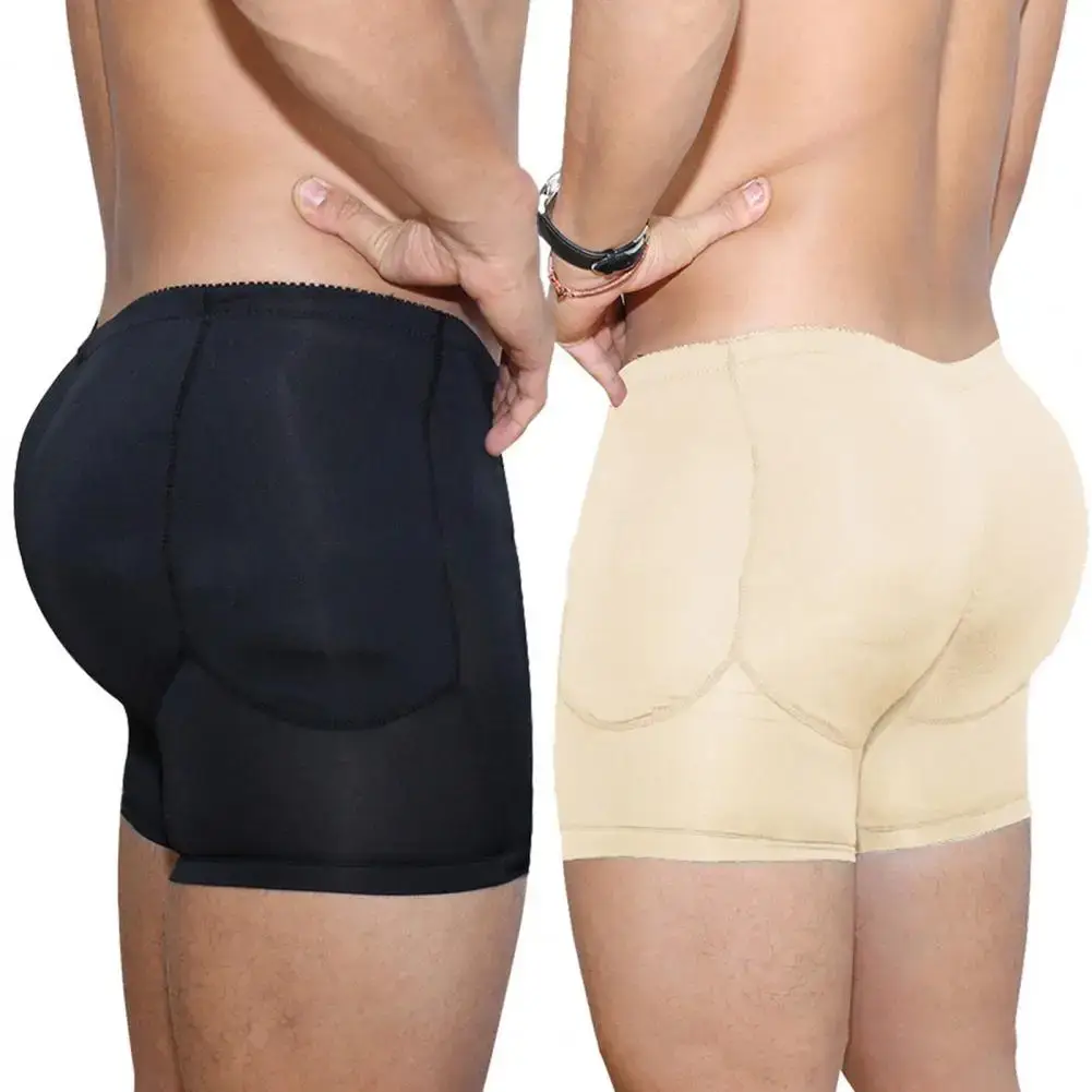 섹시한 가짜 엉덩이 패딩 복서 남성 팬티 패드 작성 Shapewear 두꺼운 엉덩이 리프팅 자연 남성 복서 속옷 엉덩이 기중 장치