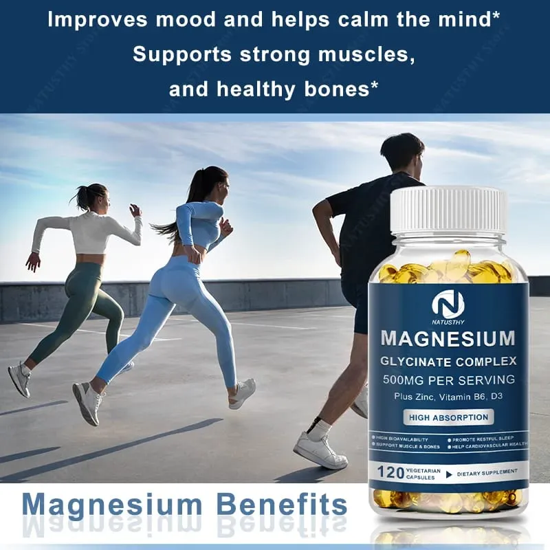 Magnesium Glycinate Capsules with Zinc for Sleep Quality Muscle Recovery Heart Brain Health