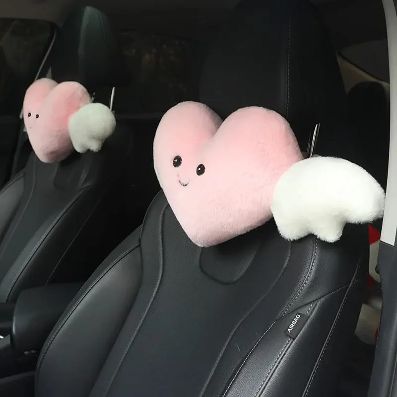 Cute Angel Heart Plush Pillow with Wings Soft Fluffy Love Heart Stuffed Cushion Car Sofa Home Decor Valentine Creative Gift