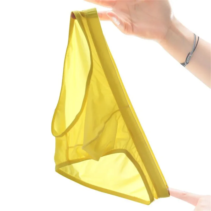 Plus Size M-4XL Man Ice Silk U Pouch Briefs Low Waist Translucent Nylon Underwear One-piece Sexy Ultra-thin Male Underpants — image 9