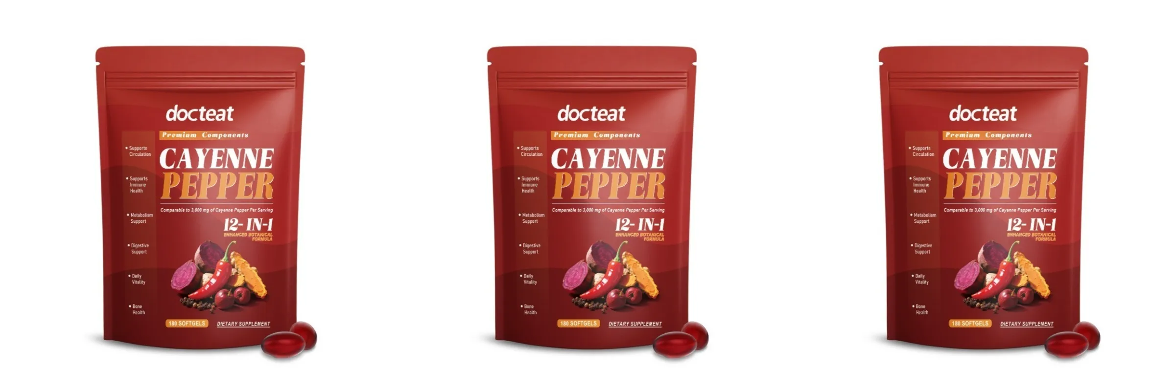 Cayenne Pepper Extract Botanical Formula Supports Circulation Immune Health &Daily Vitality180 Softgels Dietary Supplement — image 8