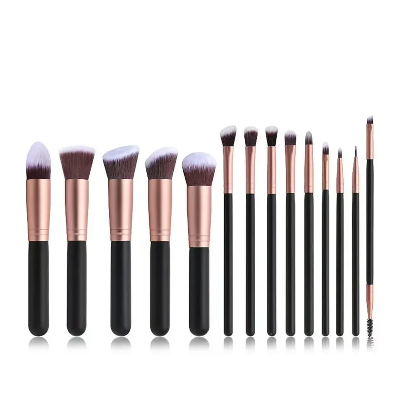 14 PCS Makeup Brush Set With Illuminated Mirror Portable Short Handle LED Light USB Rechargeable Makeup Brushes Kit — image 15