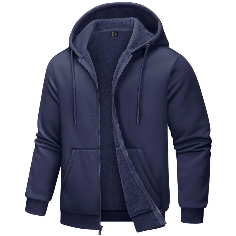 Big Pockets Fleece Lining Hoodies Mens Hooded Coats Full Zip Up Casual Hoodie Jackets Athlete Running Hiking Sportswear — image 36