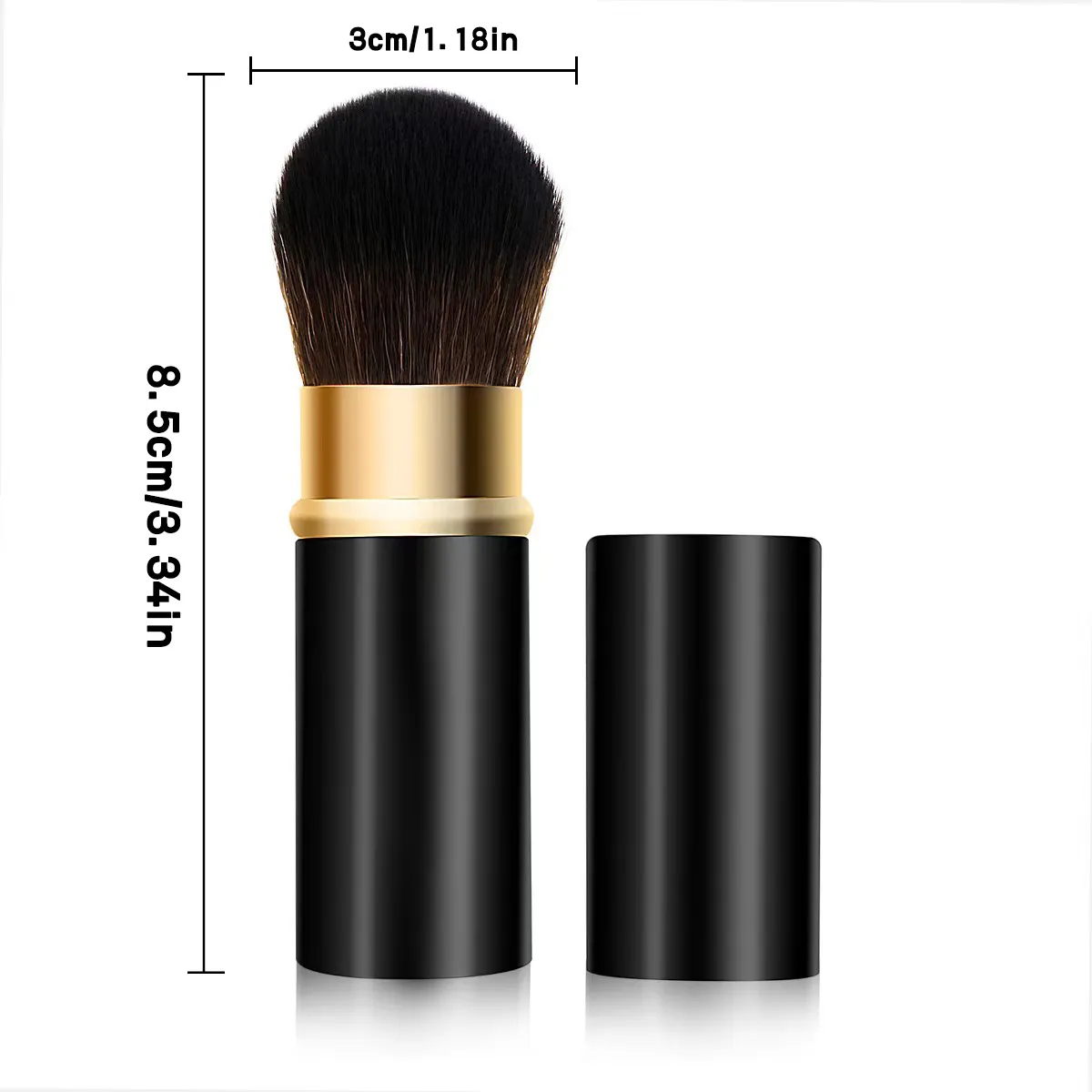 Travel-Ready Portable Telescopic Makeup Brushes Set - Metal Handle for Blush Contouring Powder Perfect Compact Size for On-the-G