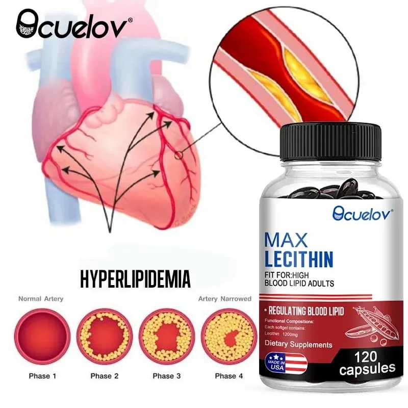Lecithin Capsules - Cleansing Dissolving Blood Clots Cardiovascular Health Blood Lipid Support - Adult Men and Women