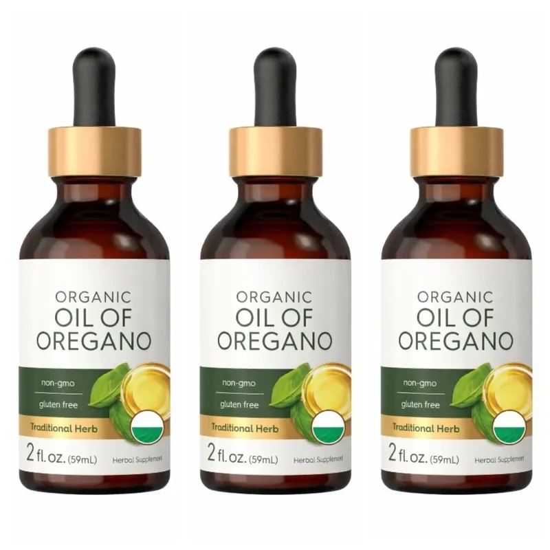 Huile d'origan biologique, gouttes liquides, supplément végétalien à base de plantes, santé, sans OGM, sans gluten, soutien nutritionnel quotidien, 60 ml par bouteille