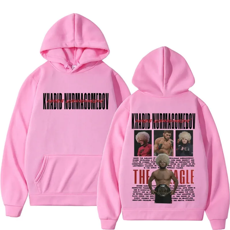 Khabib Nurmagomedov THE EAGLE Merch Sweatshirt Vêtements pour hommes Harajuku Classique Sweats à capuche surdimensionnés Polaire Sweat à capuche confortable de haute qualité