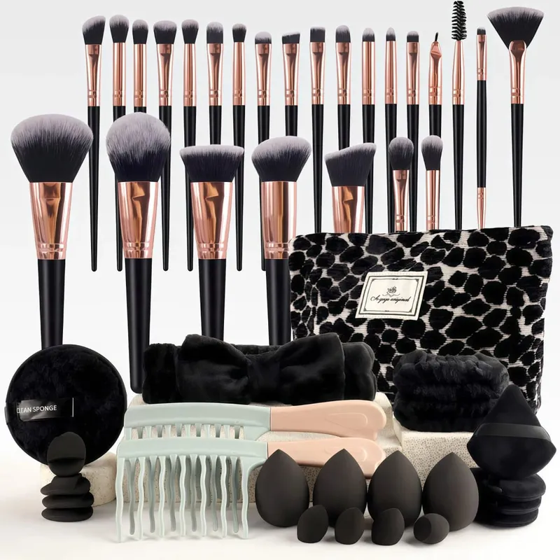 47Pcs Professional Makeup Brushes Set Beauty Tools Kit Portable Travel Cosmetic Bag Puff Toiletry Makeup Accessories Set
