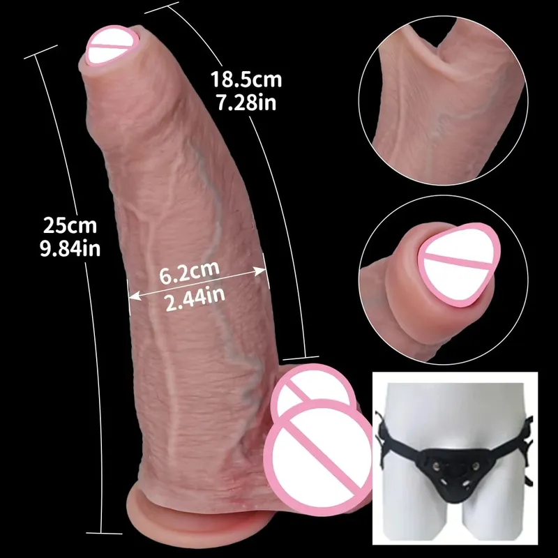 Günstiger weicher Schwanz, realistischer Strapon, großer Dildo, Hautgefühl, kleiner Penis, doppelter Silikon-Saugnapf, Dick, schwules Analsexspielzeug für Männer und Frauen — image 12
