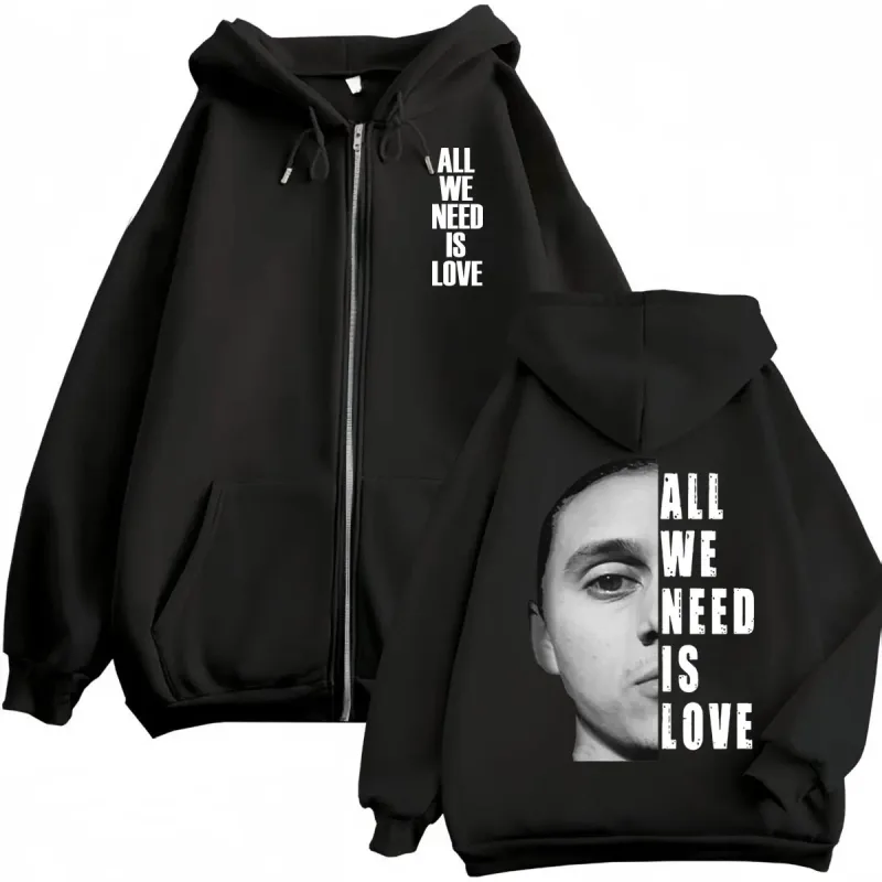 Canserbero Tudo o que precisamos é amor Muerte Vida Merch Zipper Hoodie Moda masculina Hip Hop Zip Up Moletons Casual Pulôveres de lã