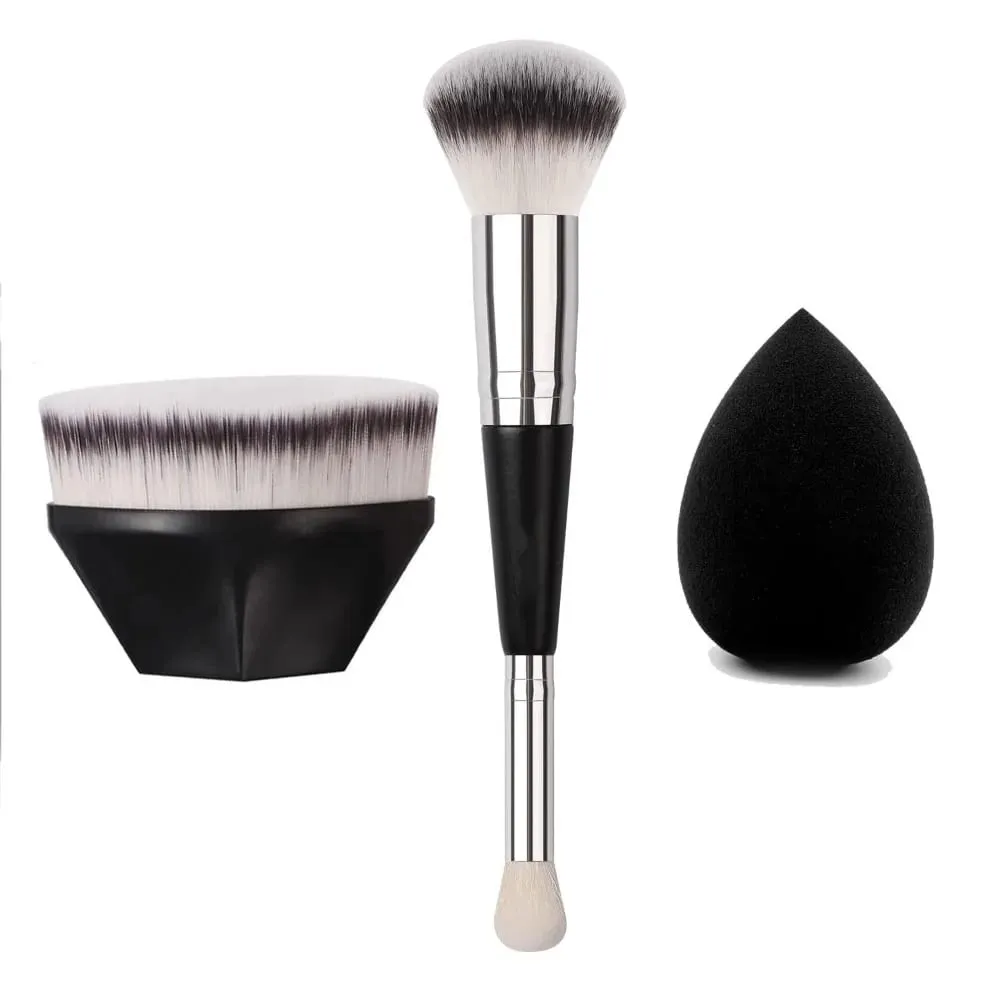 Rounded Taperd Dual-ended Foundation Brush Short Hair Flawless Makeup Brushes Dual-purpose Makeup Brush for Liquid Cream Powder