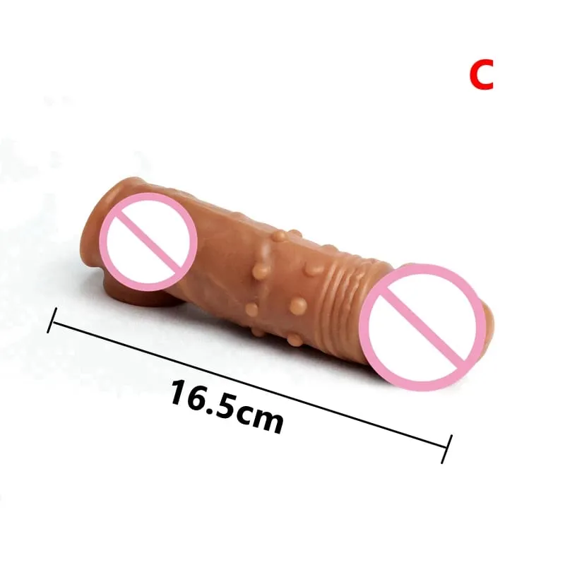 Realistico Estensione Del Pene Del Manicotto Del Rubinetto Riutilizzabile In Silicone Ingrandimento Del Pene Preservativi di Ritardo per Gli Uomini Dildo Enhancer Giocattoli Del Sesso Negozio Erotico